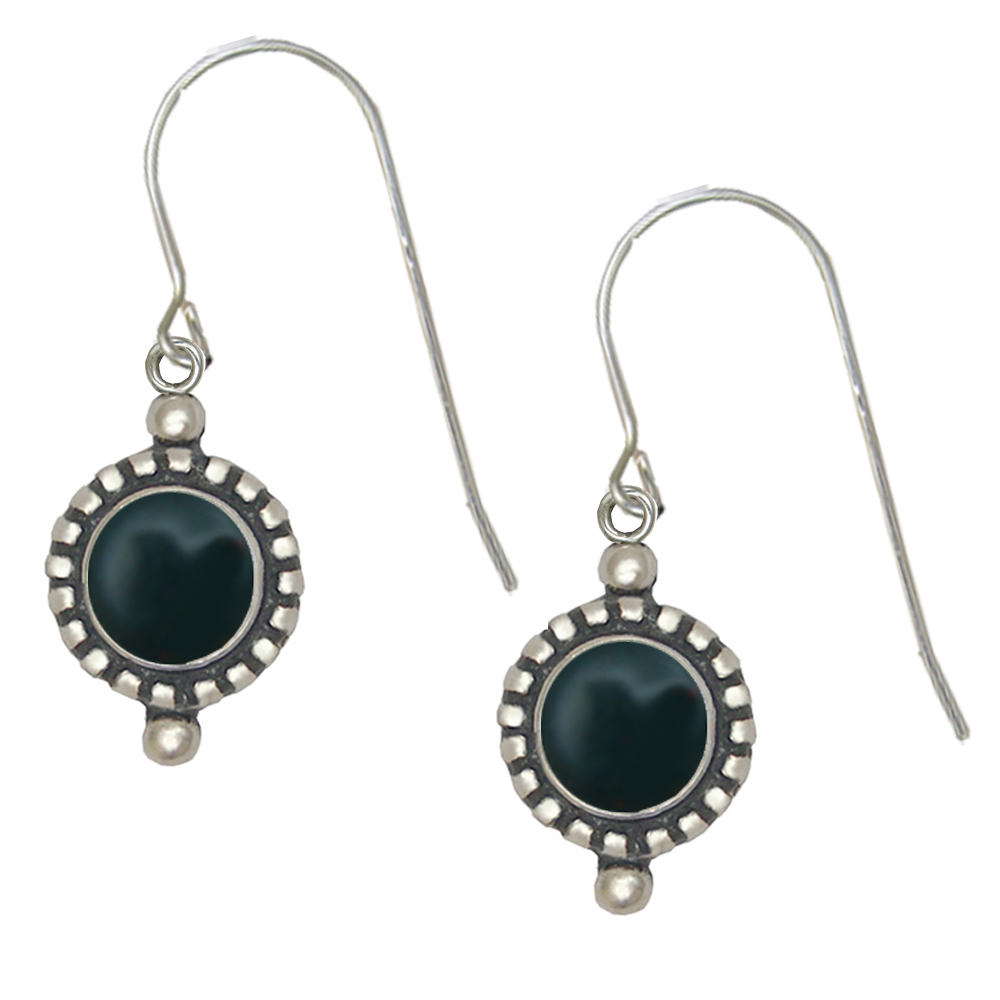 Sterling Silver Petite Bloodstone Gemstone Drop Dangle Earrings